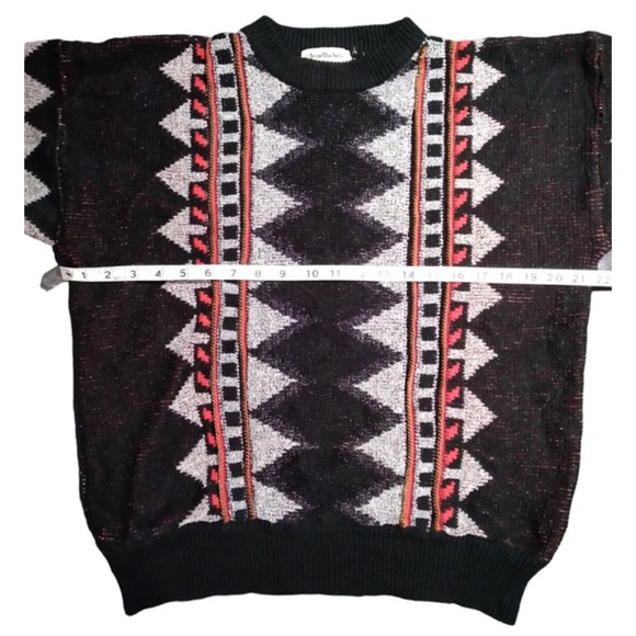 Vintage Men's Brian MacNeil Sweater Black Gray Red Italy Long Sleeve - Picture 7 of 9